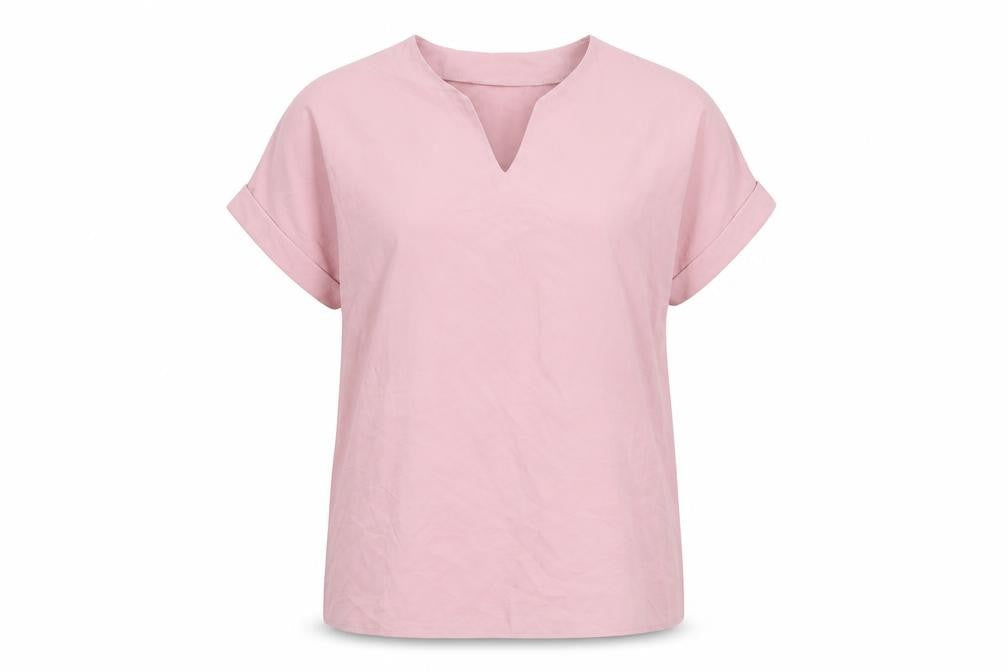 SheIn Womens Pink Polyester Basic T-Shirt Size S V-Neck