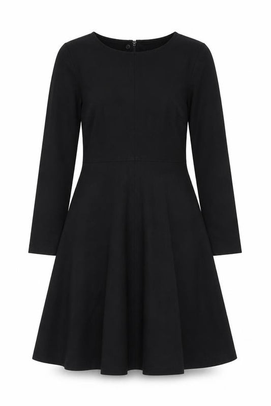 Marks and Spencer Womens Black Viscose A-Line Size 8 Round Neck Zip