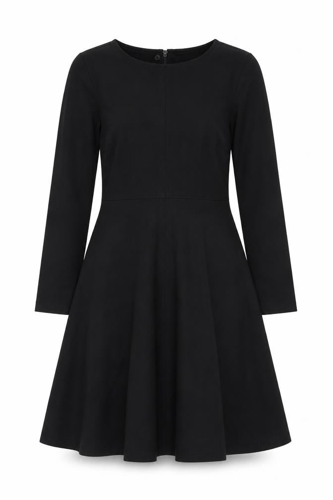 Marks & Spencer Womens Black Viscose A-Line Size 8 Round Neck Zip