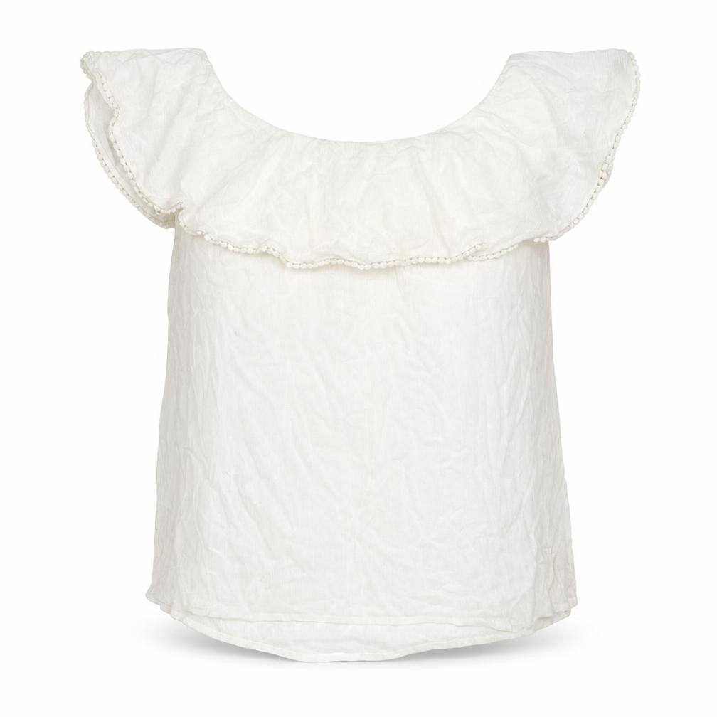 Pimkie Womens White Viscose Basic T-Shirt Size M Off the Shoulder