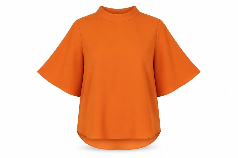 River Island Womens Orange Polyester Basic Blouse Size 8 Mock Neck