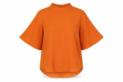 River Island Womens Orange Polyester Basic Blouse Size 8 Mock Neck