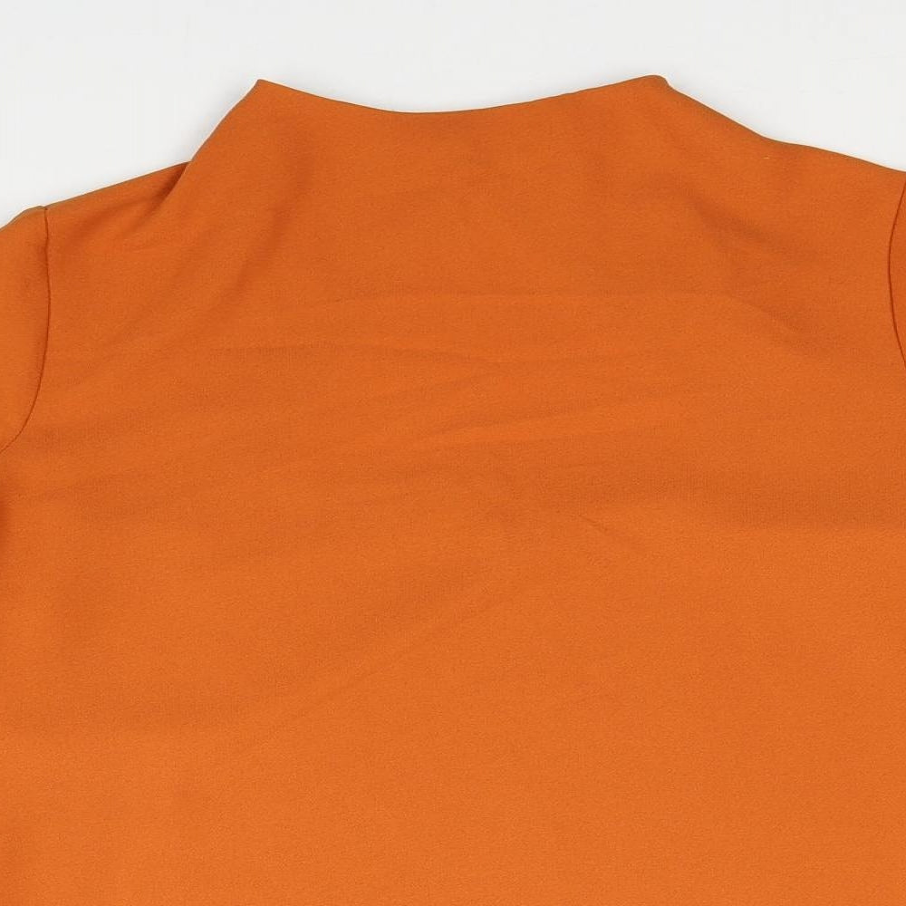 River Island Womens Orange Polyester Basic Blouse Size 8 Mock Neck