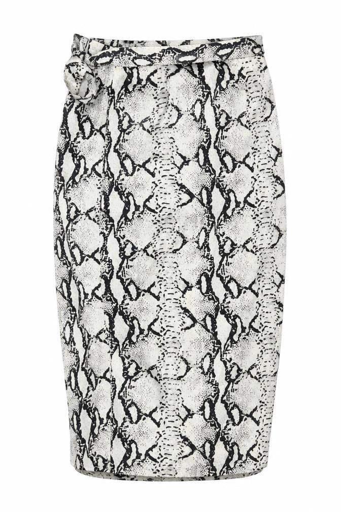 PRETTYLITTLETHING Womens Multicoloured Animal Print Viscose Wrap Skirt Size 6 Tie - Snake Pattern