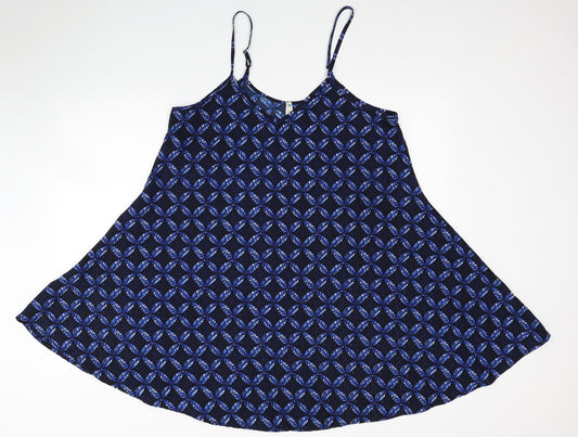 Blue Vidoff Womens Blue Geometric Polyester Tank Dress Size S V-Neck Pullover