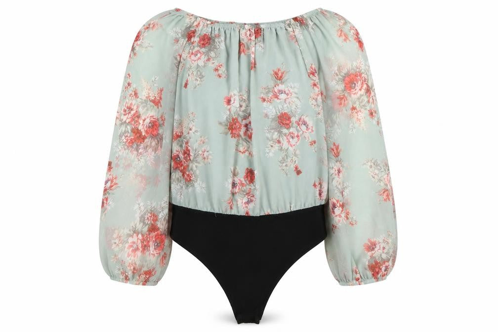New Look Womens Multicoloured Floral Polyester Bodysuit One-Piece Size 6 Snap