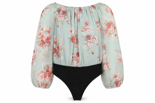 New Look Womens Multicoloured Floral Polyester Bodysuit One-Piece Size 6 Snap