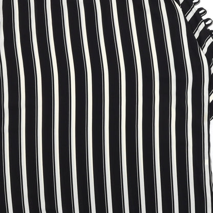 Preloved Coco Bianco Womens Black Striped Polyester Basic Blouse Size XL Boat Neck - Cut Out Shoulder Detail - Label