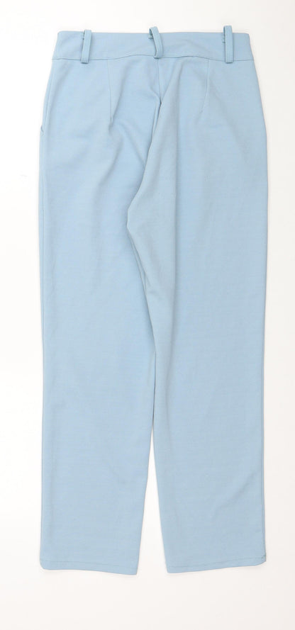 Boohoo Womens Blue Polyester Trousers Size 10 L25 in Regular Zip