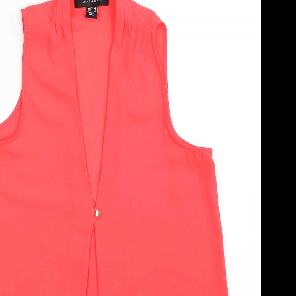 Atmosphere Womens Pink Polyester Basic Tank Size 6 V-Neck