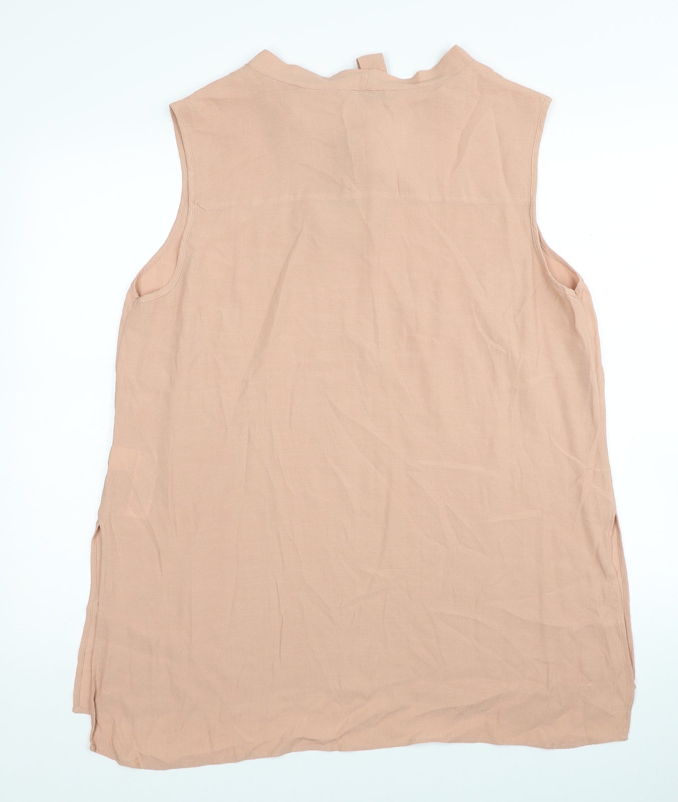 Marks and Spencer Womens Beige Viscose Tunic Blouse Size 16 V-Neck