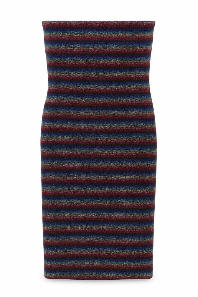 Topshop Womens Multicoloured Striped Nylon Bodycon Size 10 Off the Shoulder Pullover