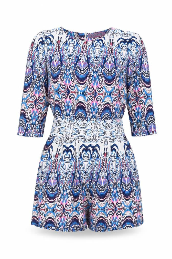 Boohoo Womens Multicoloured Geometric Polyester Playsuit One-Piece Size 6 Zip