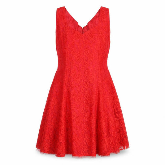 Womens Red Floral Polyester Fit & Flare Size M Sweetheart Zip
