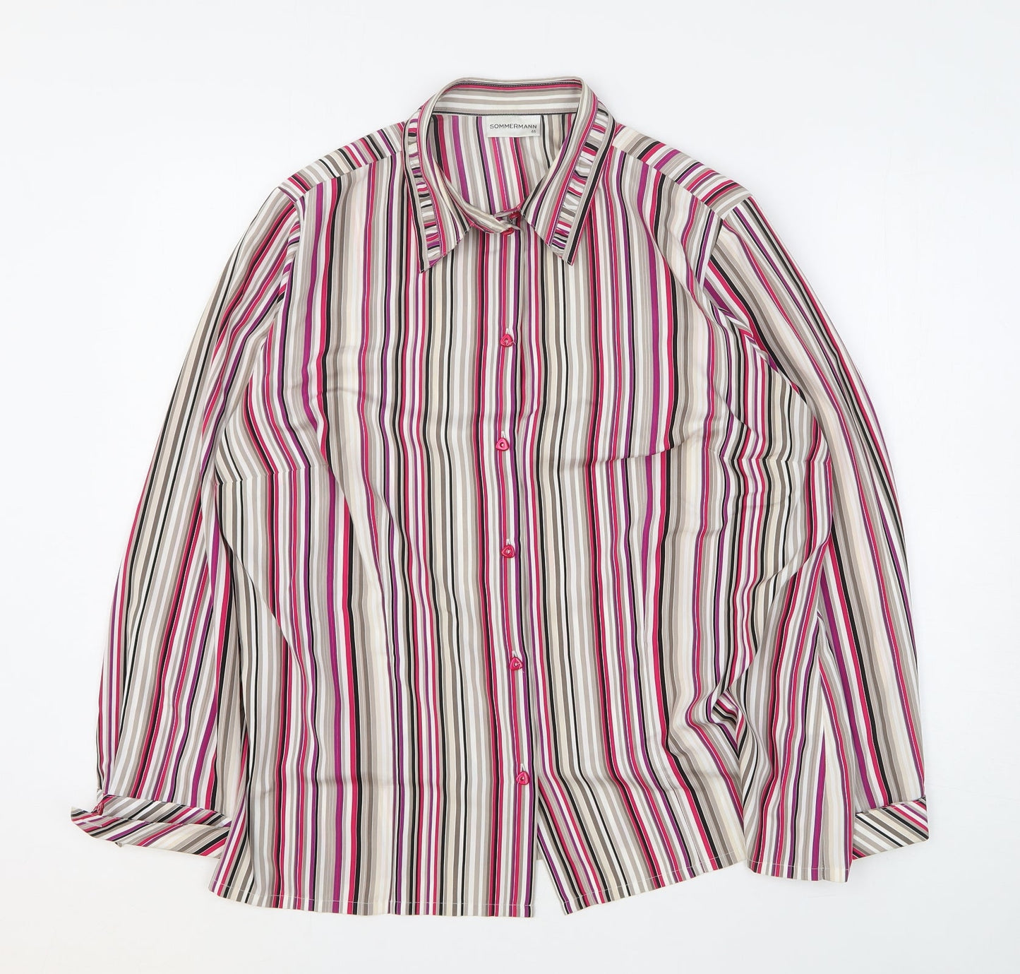 Sommermann Womens Multicoloured Striped Polyester Basic Button-Up Size 16 Collared