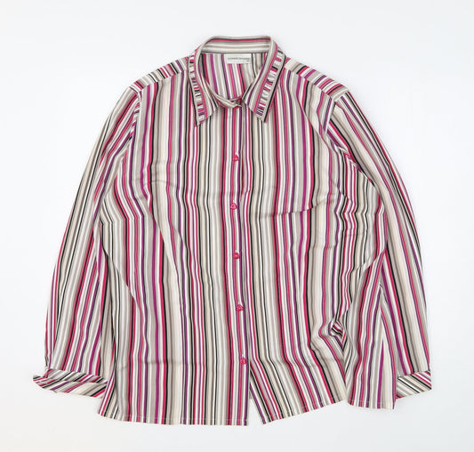 Sommermann Womens Multicoloured Striped Polyester Basic Button-Up Size 16 Collared
