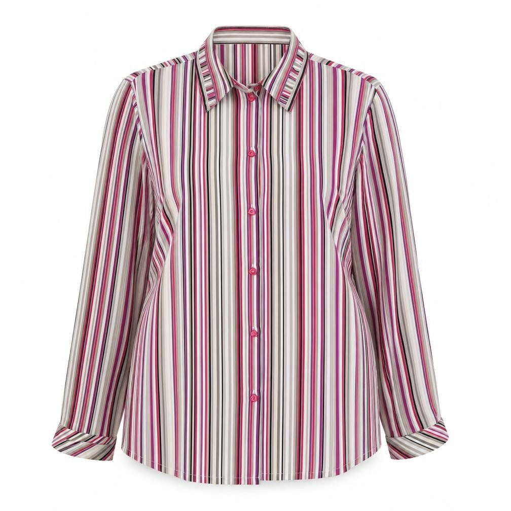 Sommermann Womens Multicoloured Striped Polyester Basic Button-Up Size 16 Collared
