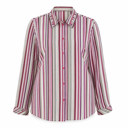 Sommermann Womens Multicoloured Striped Polyester Basic Button-Up Size 16 Collared