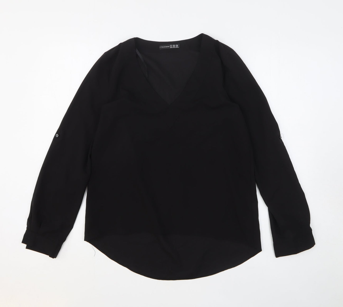Atmosphere Womens Black Polyester Basic Blouse Size 8 V-Neck