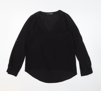 Atmosphere Womens Black Polyester Basic Blouse Size 8 V-Neck