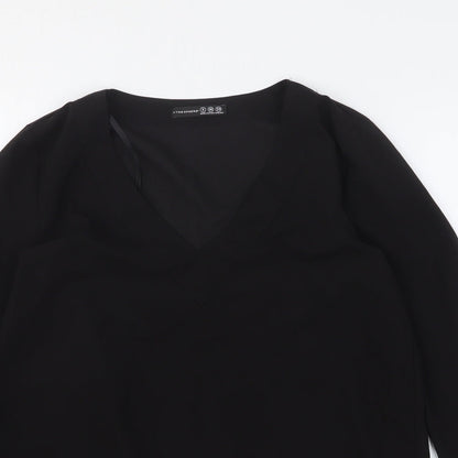 Atmosphere Womens Black Polyester Basic Blouse Size 8 V-Neck