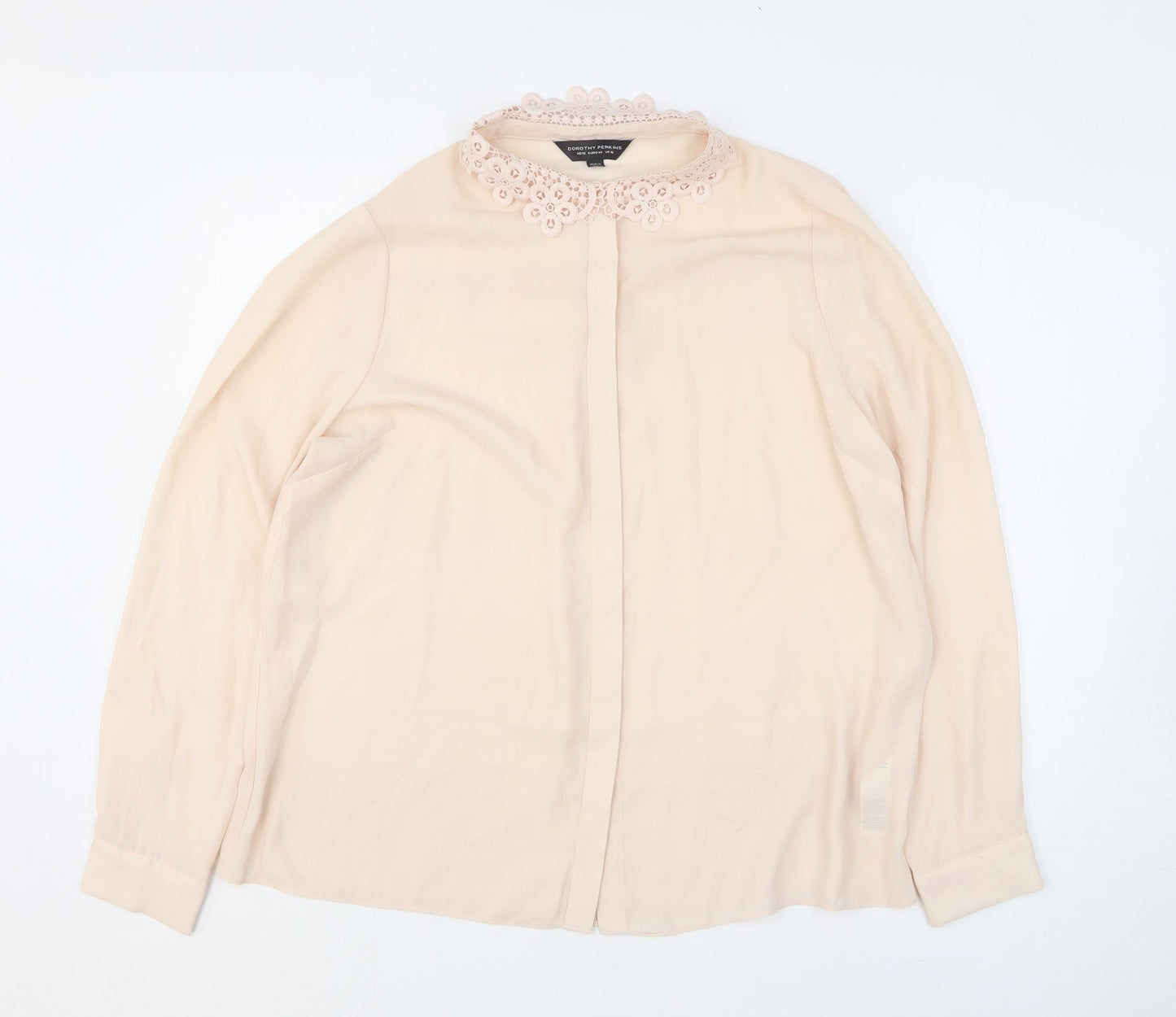 Dorothy Perkins Womens Pink Floral Polyester Basic Button-Up Size 16 Collared