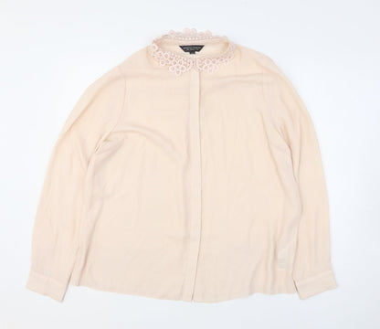 Dorothy Perkins Womens Pink Floral Polyester Basic Button-Up Size 16 Collared