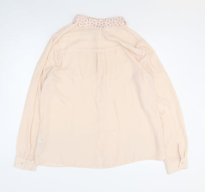 Dorothy Perkins Womens Pink Floral Polyester Basic Button-Up Size 16 Collared