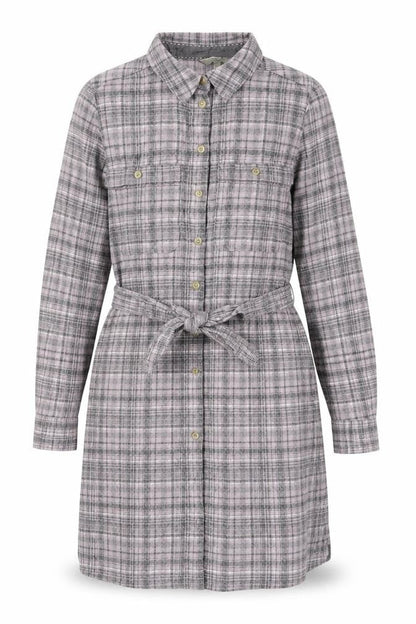 Next Womens Grey Plaid Cotton Shirt Dress Size 10 Collared Button