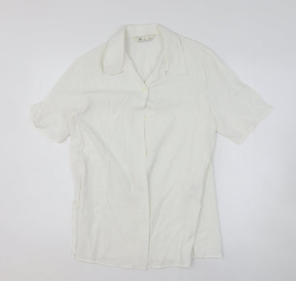 BHS Womens White Polyester Basic Button-Up Size 12 Collared