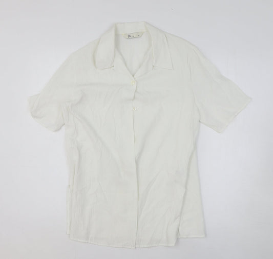 BHS Womens White Polyester Basic Button-Up Size 12 Collared