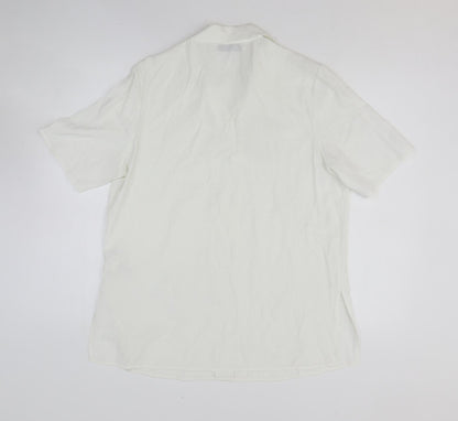 BHS Womens White Polyester Basic Button-Up Size 12 Collared