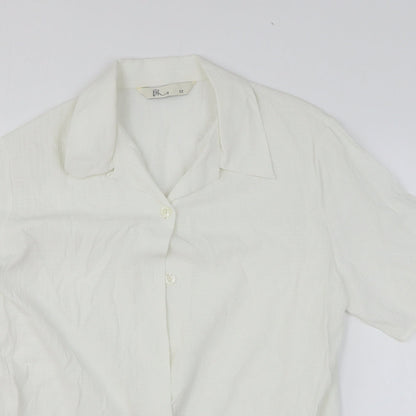 BHS Womens White Polyester Basic Button-Up Size 12 Collared