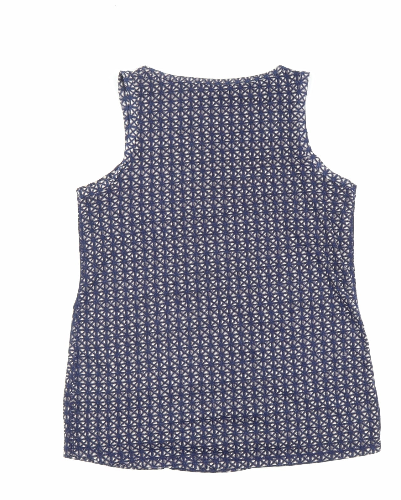 NEXT Womens Blue Geometric Polyester Basic Tank Size 10 Scoop Neck