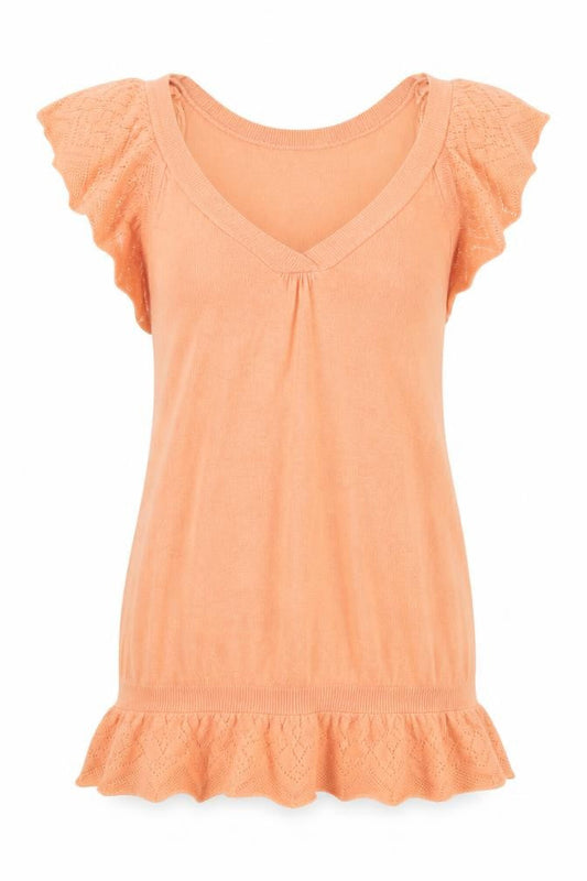 Miss Selfridge Womens Orange Acrylic Tunic Tank Size 8 V-Neck