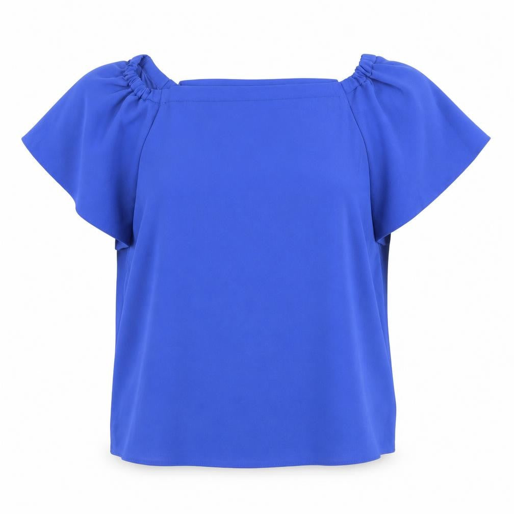 George Womens Blue Polyester Basic Blouse Size 12 Round Neck
