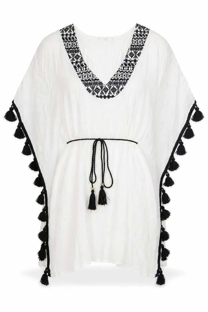 Papaya Womens White Geometric Viscose Basic Blouse Size S Scoop Neck