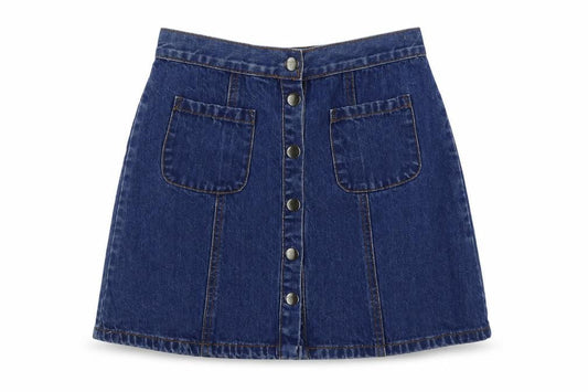 Cooperative Womens Blue Cotton Mini Skirt Size XS Button