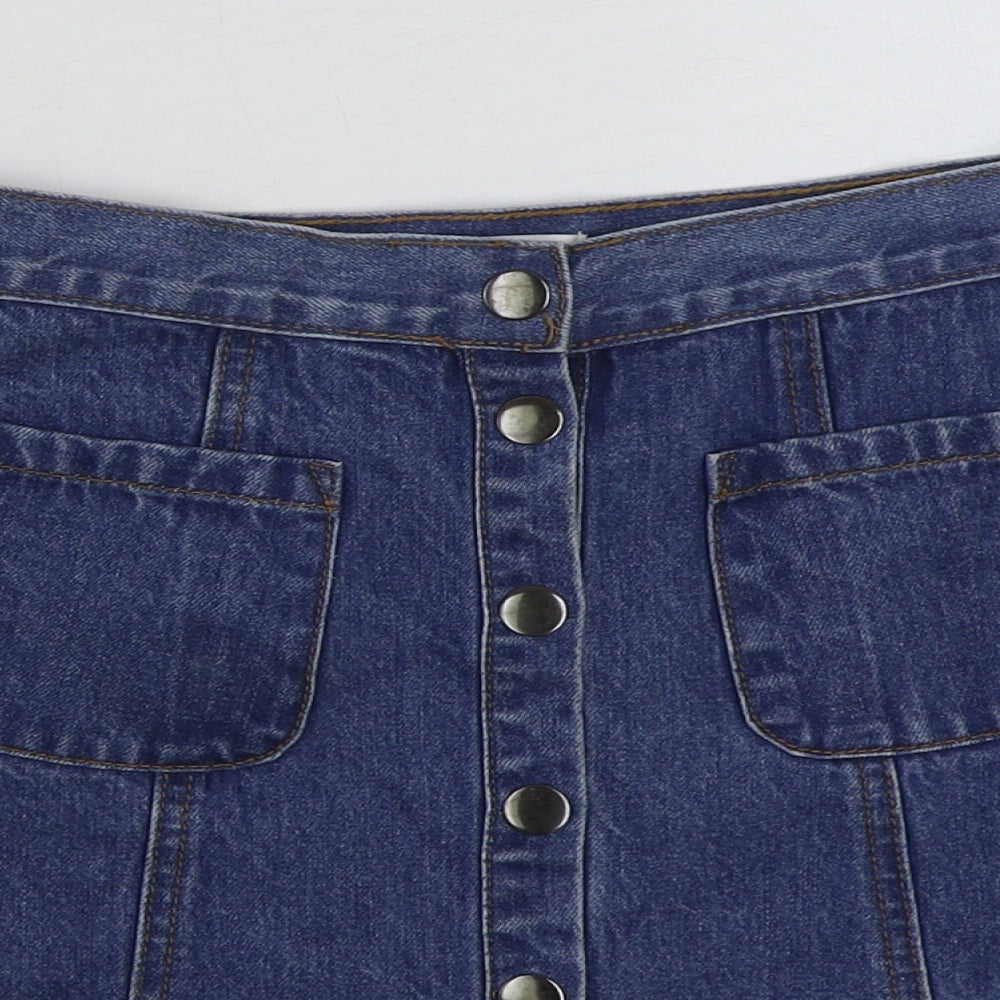Cooperative Womens Blue Cotton Mini Skirt Size XS Button