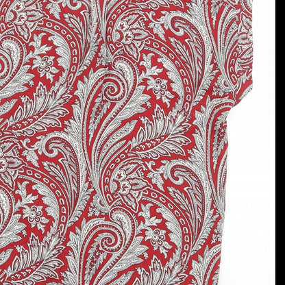Dorothy Perkins Womens Red Paisley Polyester Basic Blouse Size 8 V-Neck - Tie Front