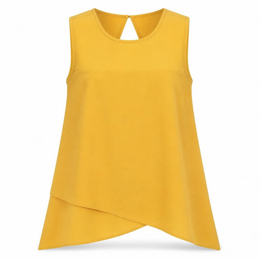Debenhams Womens Yellow Polyester Basic Blouse Size 8 Boat Neck