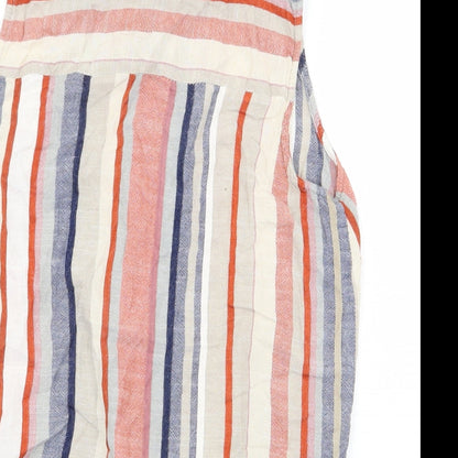 Warehouse Womens Multicoloured Striped Polyester Basic Button-Up Size 8 Collared - Tie Front