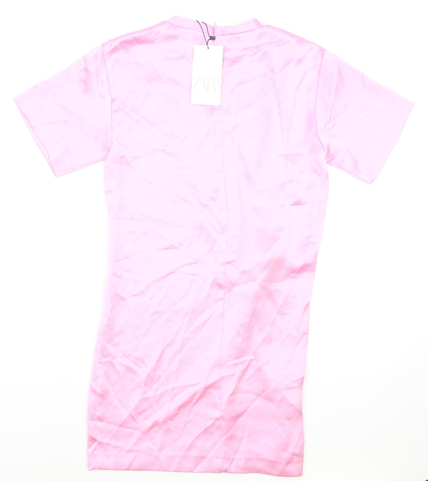 Zara Womens Pink Polyester T-Shirt Dress Size XS Round Neck Pullover