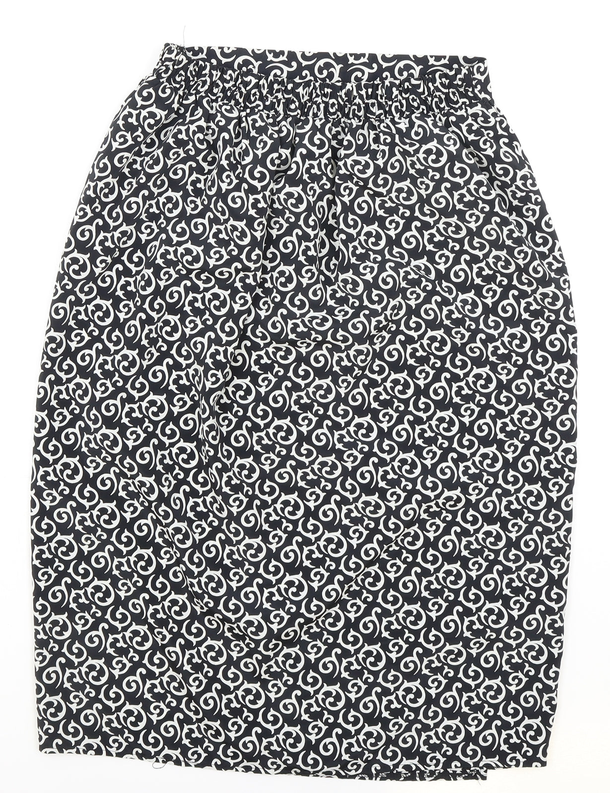 Choices Womens Black Geometric Polyester Wrap Skirt Size 10 Button