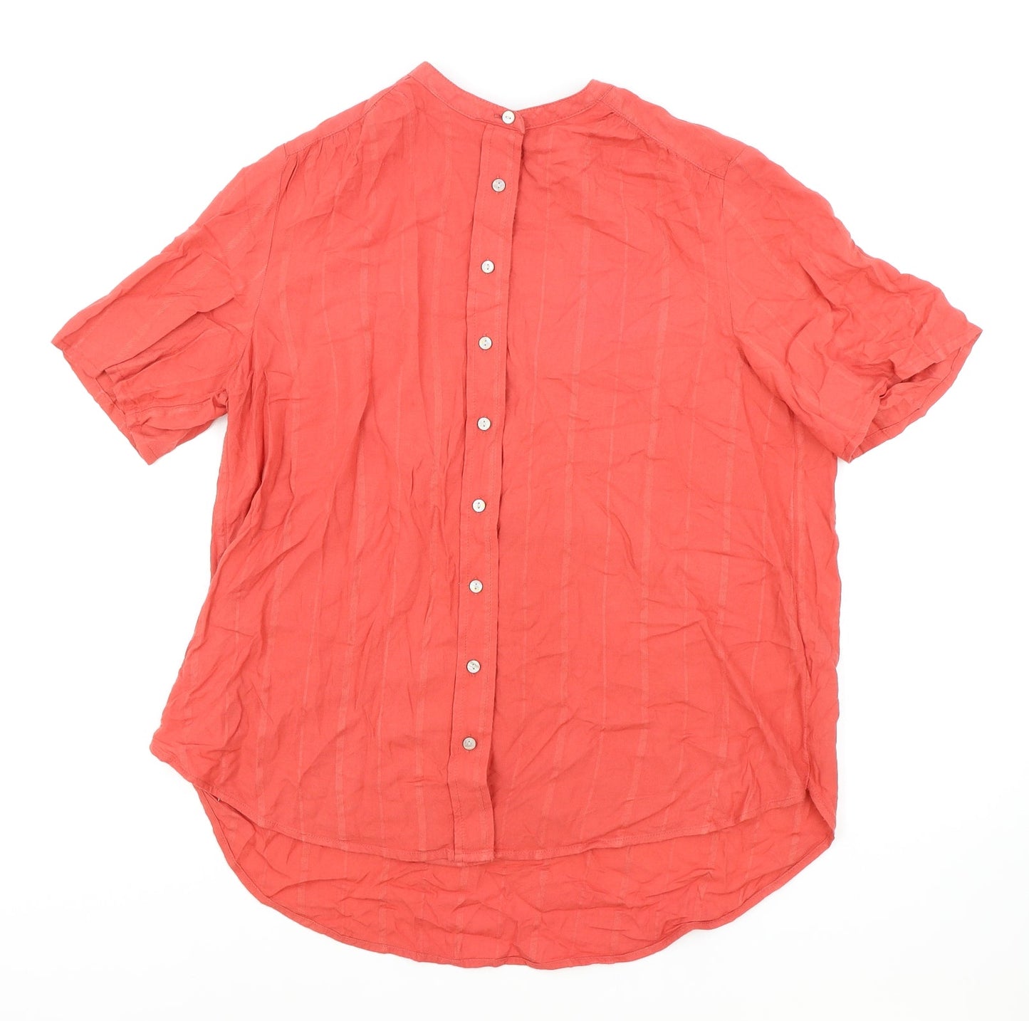 Marks and Spencer Womens Red Viscose Basic Blouse Size 14 Round Neck