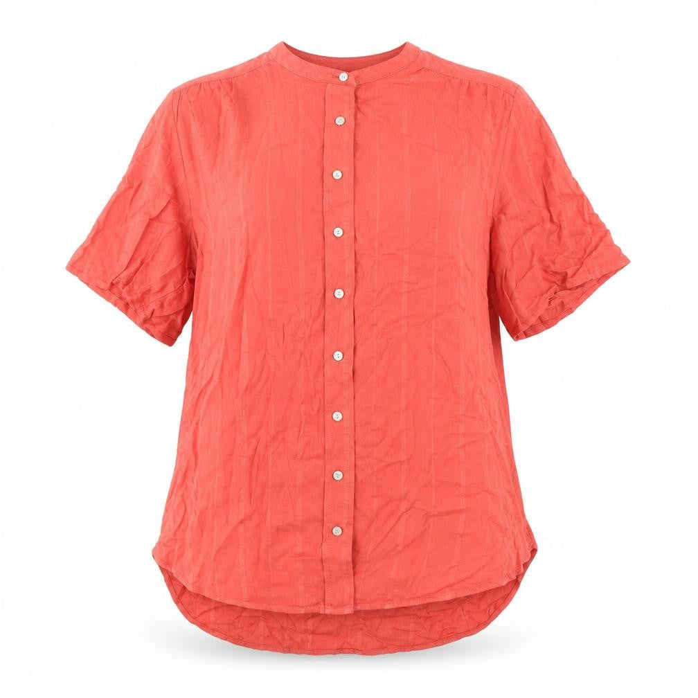 Marks & Spencer Womens Red Viscose Basic Blouse Size 14 Round Neck