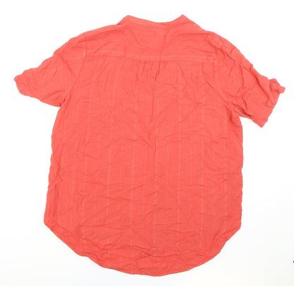 Marks & Spencer Womens Red Viscose Basic Blouse Size 14 Round Neck