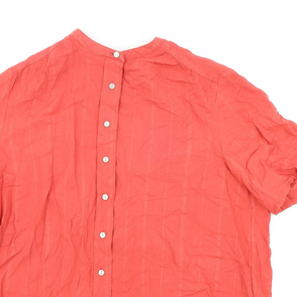 Marks & Spencer Womens Red Viscose Basic Blouse Size 14 Round Neck