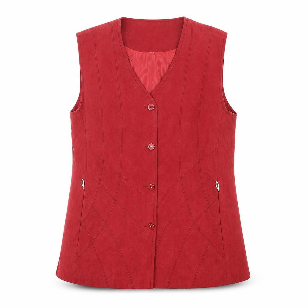 Mian Womens Red Gilet Blazer Size M Button