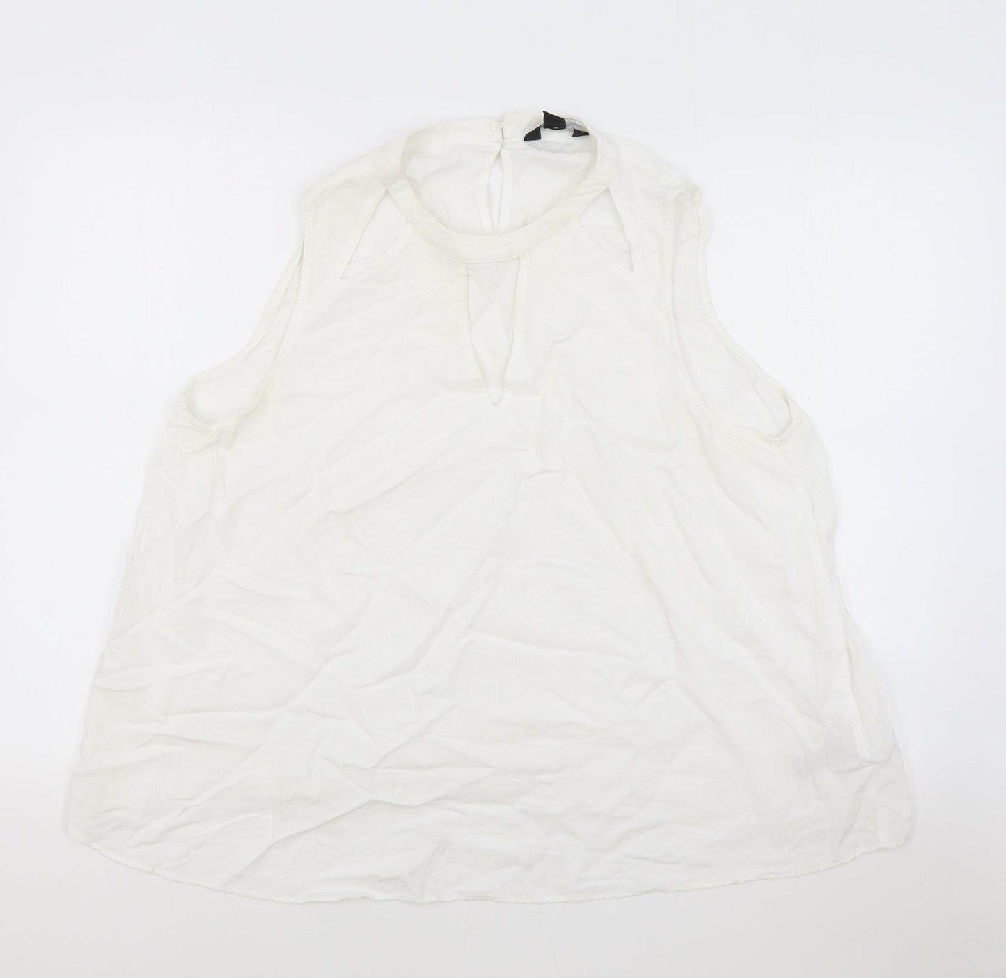 New Look Womens White Viscose Basic Tank Size 16 Boat Neck